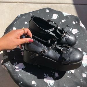 Heart buckle Mary Jane platforms